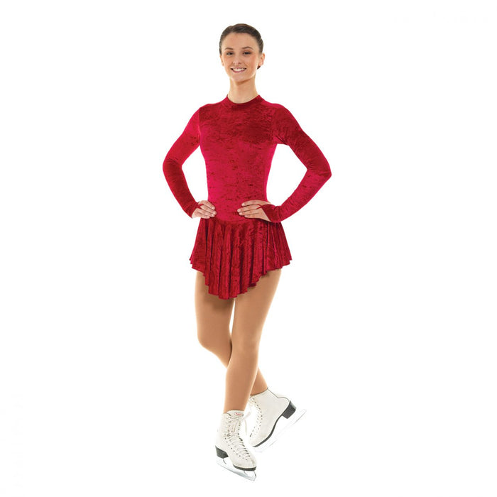 Crushed Velvet Ice Skating Dress by Tappers & Pointers - Crimson / Size - 4-6 yrs - Clothing > Figure Skating Dresses
