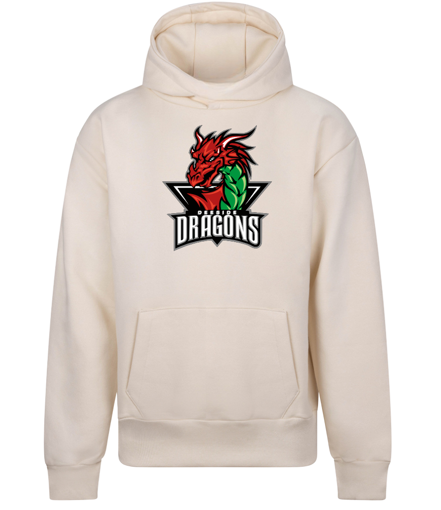 Deeside Dragons Heavyweight Oversized Hoodie - Official Merchandise - XS / Vanilla Milkshake / Dagons Logo