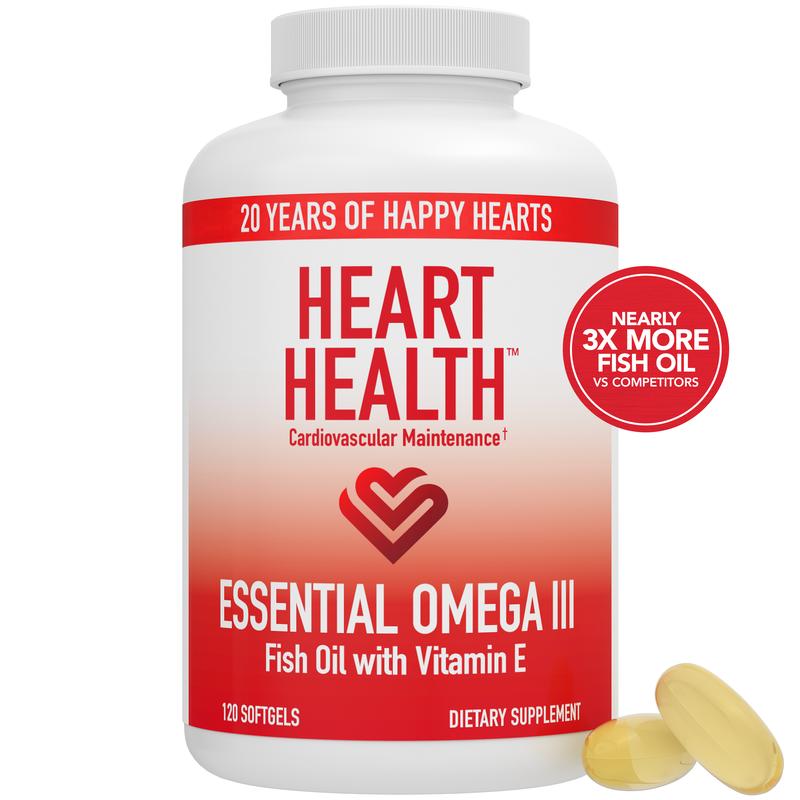 Heart Health™ Essential Omega III Fish Oil with Vitamin E - Water Bottles & Nutrition