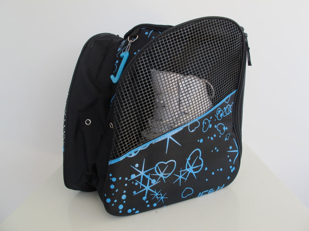 Ice H Skate Backpack Style Glitter Print Carry Bag - Graffiti - Blue Glitter Print - Accessories > Skate Bags