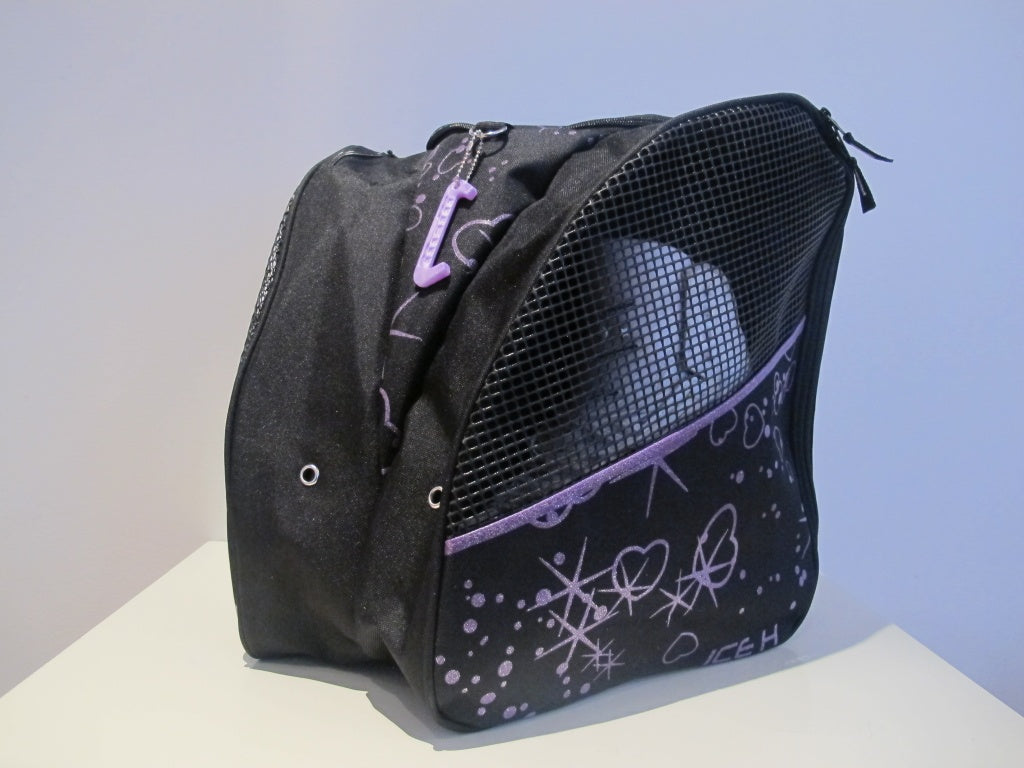 Ice H Skate Backpack Style Glitter Print Carry Bag - Graffiti - Purple Glitter Print - Accessories > Skate Bags