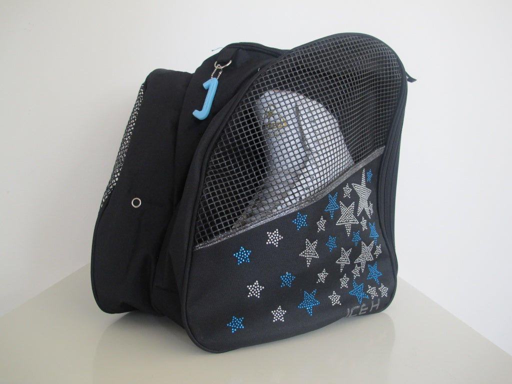Ice H Skate Backpack Style Rhinestone Carry Bag - 2.5 Blue & Silver Stars - Accessories > Skate Bags