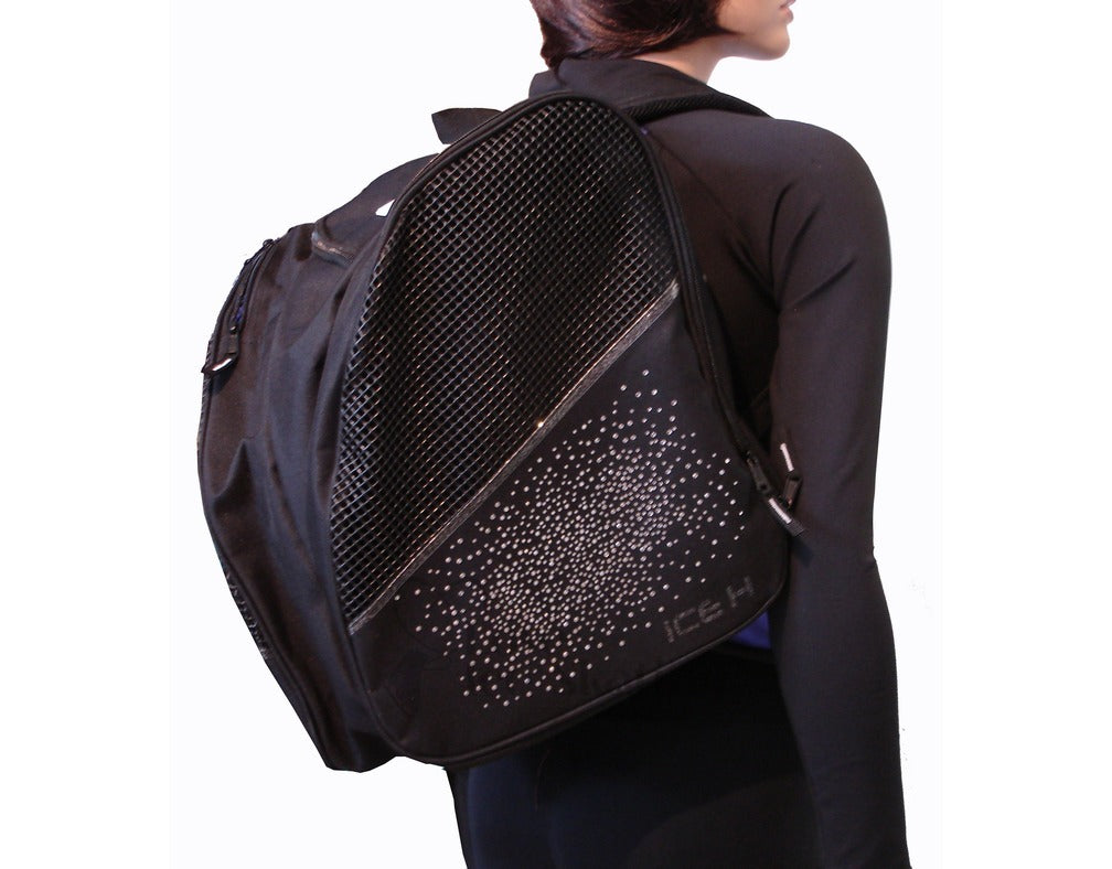 Ice H Skate Backpack Style Rhinestone Carry Bag - 3.3 Silver Spray - Accessories > Skate Bags