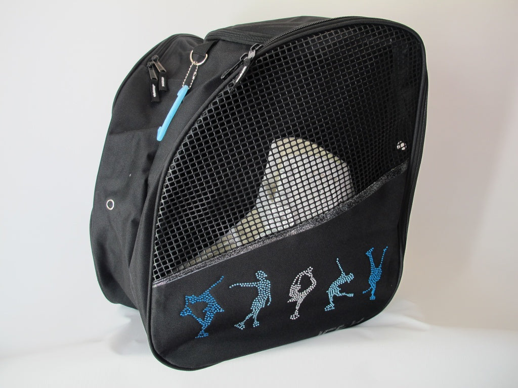 Ice H Skate Backpack Style Rhinestone Carry Bag - 4.8 Silver & Blue Crystal Skaters - Accessories > Skate Bags