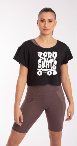 Intermezzo Davinia Cropped T-Shirt - Black / Age 10 - Clothing > Figure Skating Tops