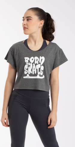 Intermezzo Davinia Cropped T-Shirt - Grey / Age 10 - Clothing > Figure Skating Tops