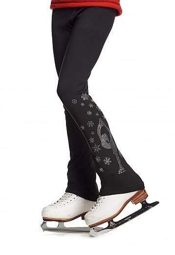 Jiv Sport Black Leggings with Bielmann Crystal Design - Adult S