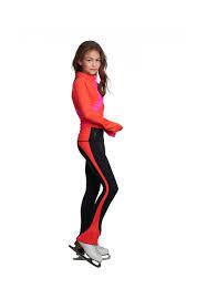 Jiv Sport Boost Leggings in Black & Coral - Clothing > Figure Skating Leggings