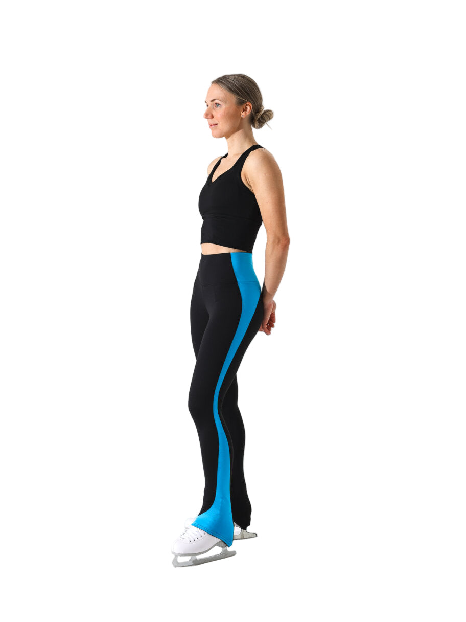 Jiv Sport Boost Leggings in Black & Turquoise - Clothing > Figure Skating Leggings