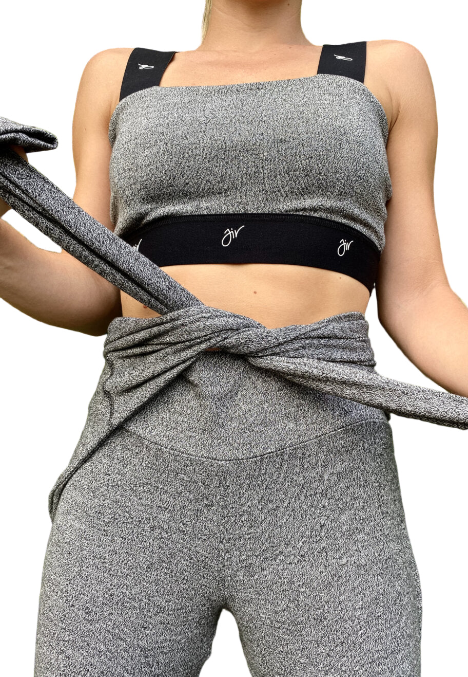 Jiv Sport Casa Pump Crop Top in Grey - Clothing > Figure Skating Tops