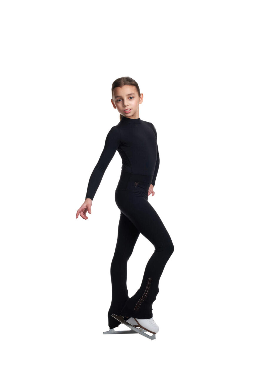 Jiv Sport Dynamic Leggings - 120cm (Child) / Black and Rose Gold - Clothing > Figure Skating Leggings