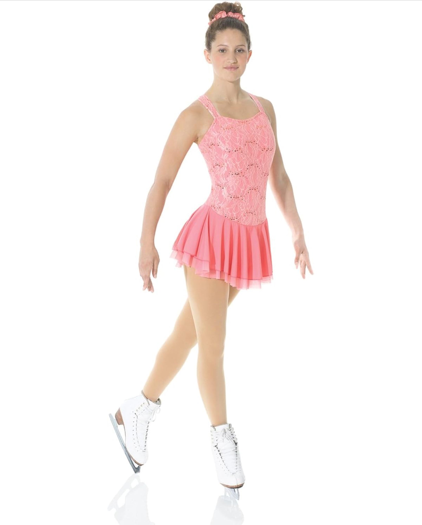 Mondor 12916 Skating Dress - Lilac/ Coral - Coral / Age 8-10 - Clothing > Figure Skating Dresses