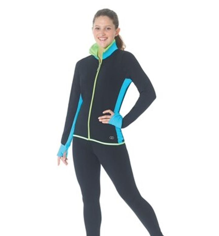 Mondor 4836 Colour Block Skating Jacket - Black with Turquoise / Adult Large - Jackets and Gilets