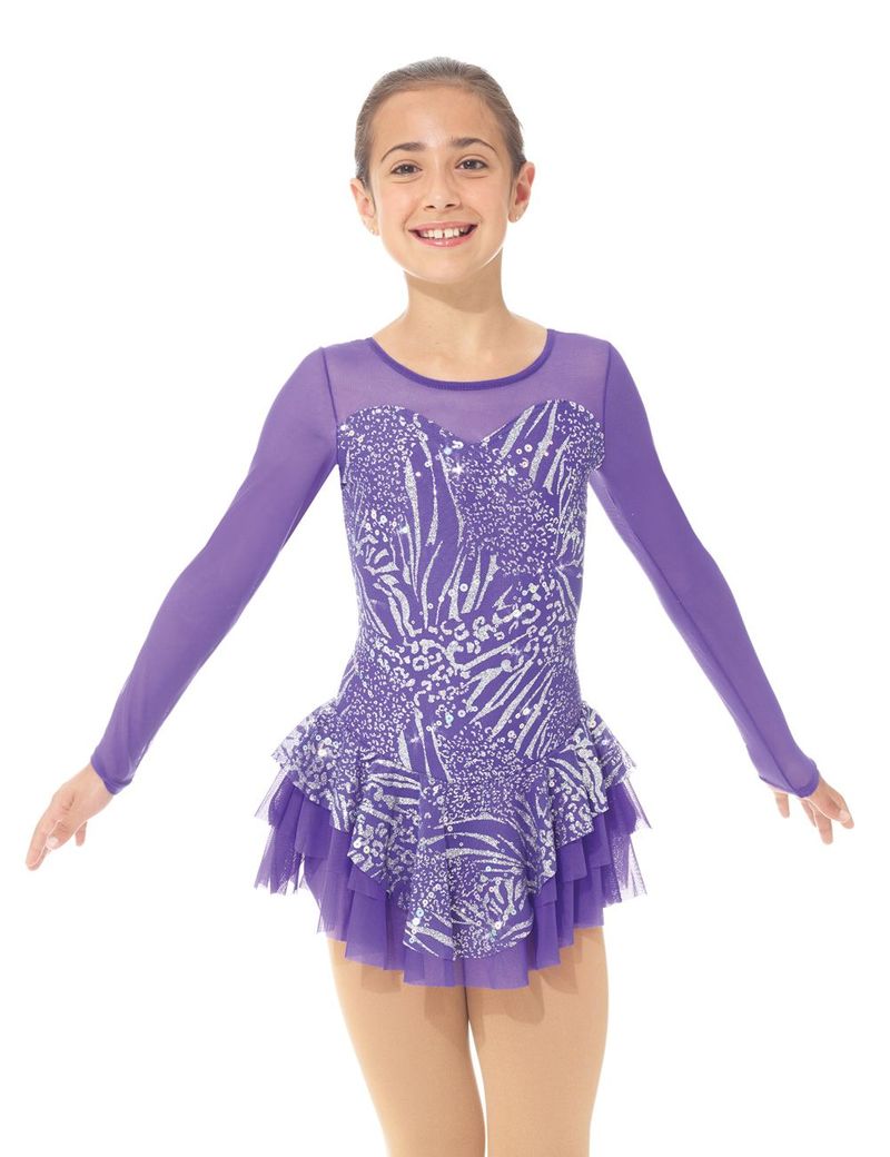 Mondor 668 Ice Skating Dress in Purple with Glitter Mesh - Clothing > Figure Skating Dresses