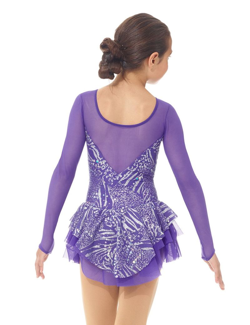 Mondor 668 Ice Skating Dress in Purple with Glitter Mesh - Clothing > Figure Skating Dresses