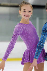 2723S9 Ice Skating Dress by Mondor in Purple with Silver Glitter