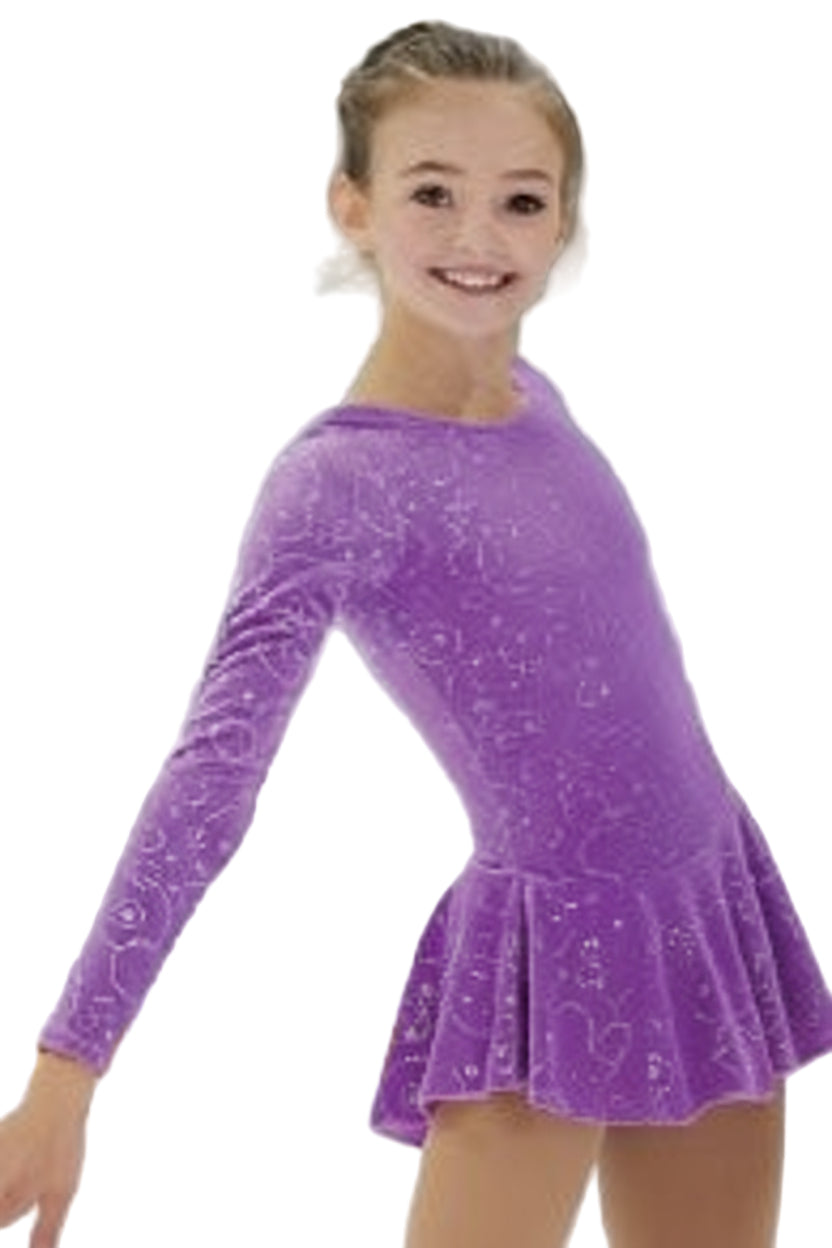 2723S9 Ice Skating Dress by Mondor in Purple with Silver Glitter