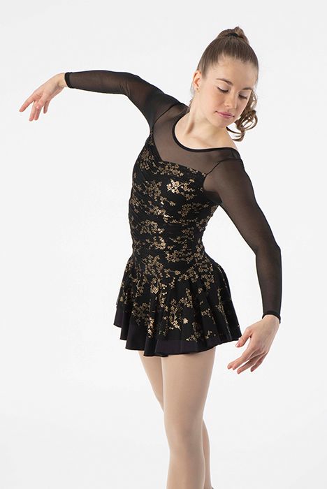 613 Mondor Ice Skating Dress in Black & Gold