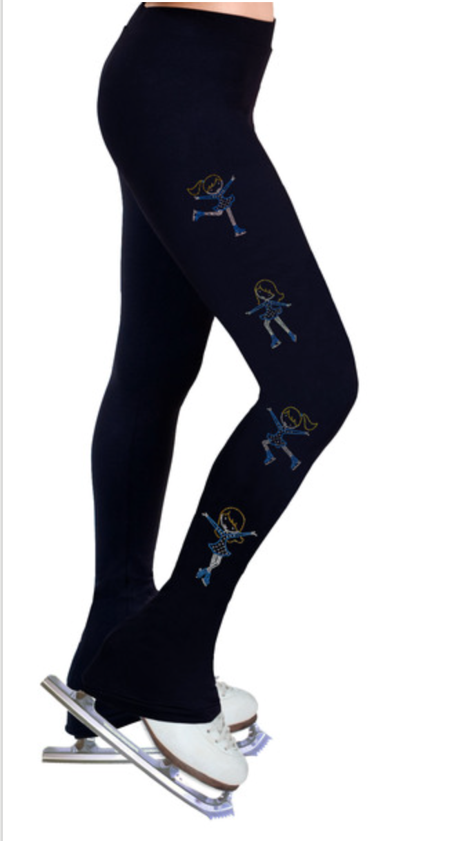 NY2 Sportswear Rhinestone Leggings - Four Turquoise Skaters R400TQ / Child XS - Clothing > Figure Skating Leggings