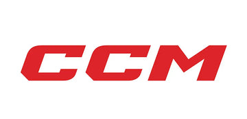 Red ccm logo with bold, stylized lettering.