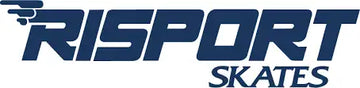 Risport skates logo in bold blue lettering with a stylized wing design above the text.