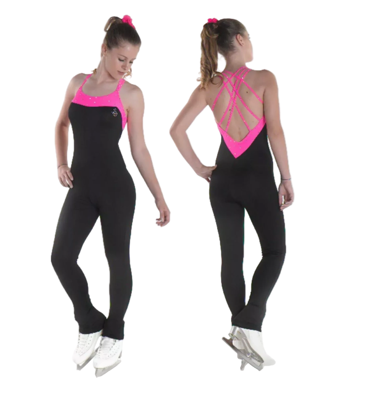 Sagester 625 Catsuit in Black and Fuschia - Adult Large - Clothing > Figure Skating Leggings
