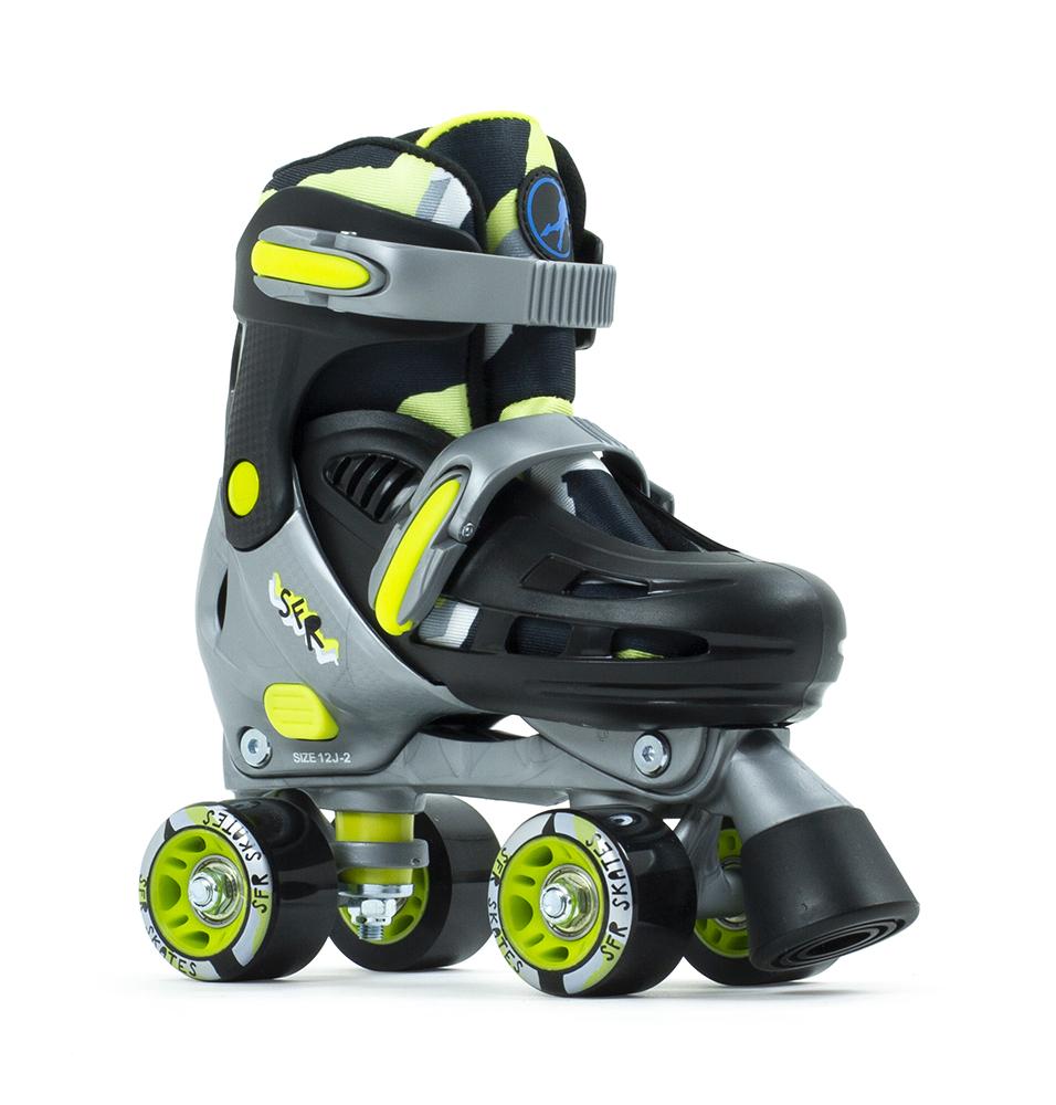 SFR Hurricane III Adjustable Quad Skates - UK 3-6 / Black/Yellow - Quad & Inline Skates