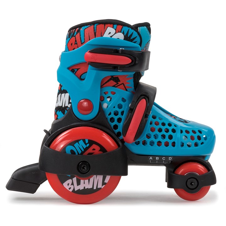 SFR Stomper Adjustable Quad Roller Skates for Beginners - Junior 6 - 9 uk / Blue/Red - Quad & Inline Skates