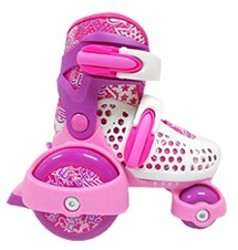SFR Stomper Adjustable Quad Roller Skates for Beginners - Junior 6 - 9 uk / Pink/White - Quad & Inline Skates