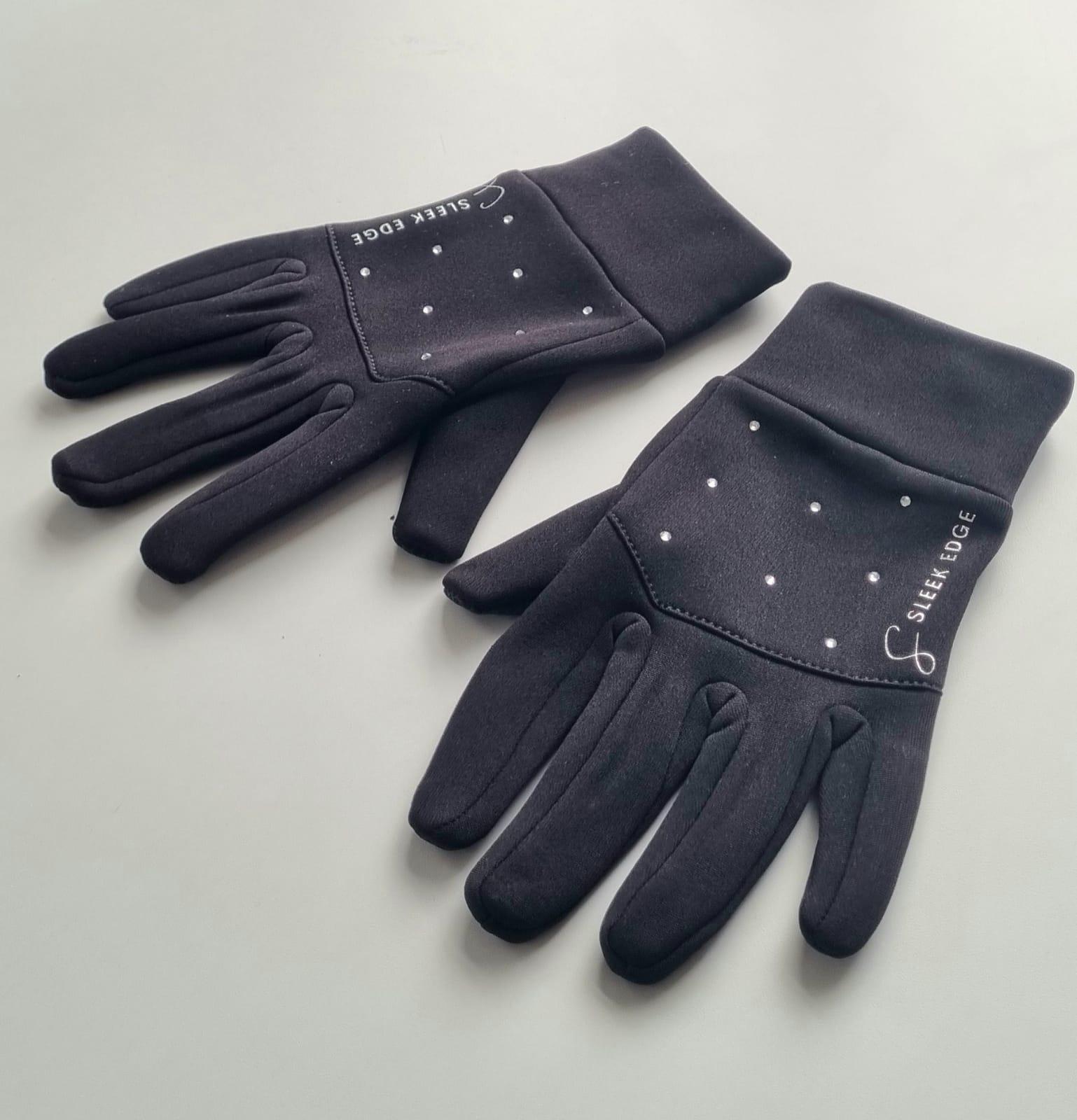 Skating Gloves by Sleek Edge - S/M / Clear Crystals - Figure Skating
