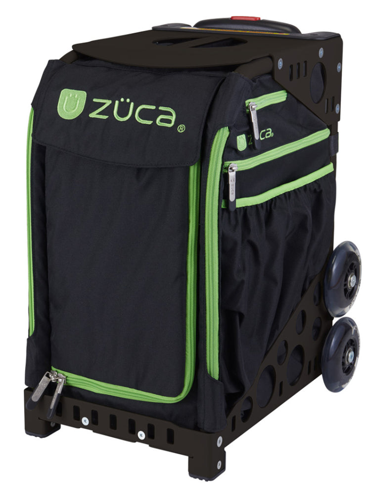 ZÜCA Rolling Skate Bag Black XO with Green Trim - Insert Only