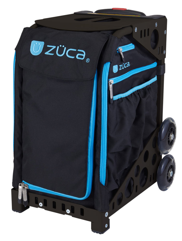 ZÜCA Rolling Skate Bag Black XO with Blue Trim - Insert Only