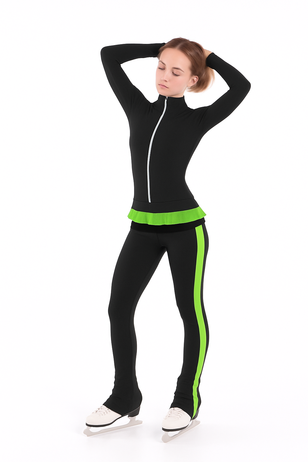 Thuono Thermal Linx Catsuit Black/Smile Diamante Zip - Clothing > Figure Skating Leggings