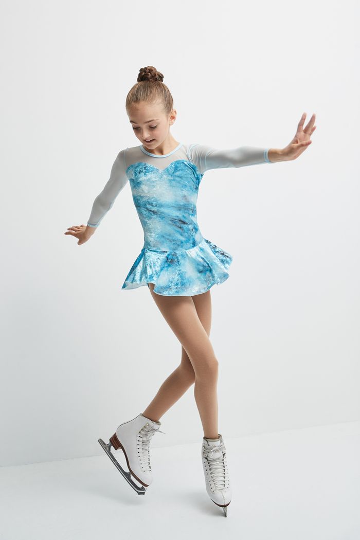 12936 Ice Skating Dress by Mondor in Aquamarine Velvet.
