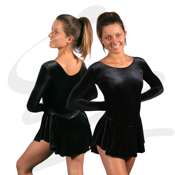 Gees Active Ice Skating Test Dress in Black Velvet 26" - 32"