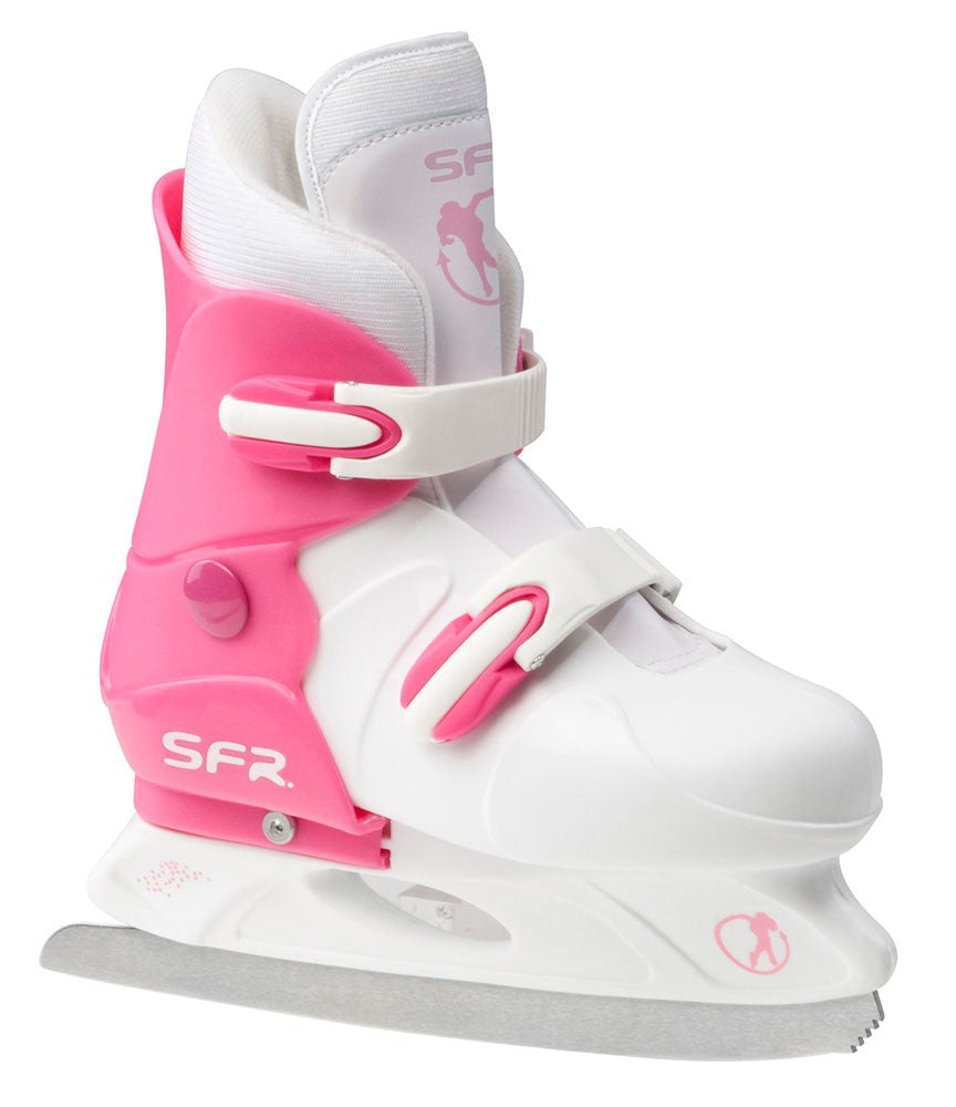 SFR Adjustable Ice Skates - White/Pink Size UK 4/7
